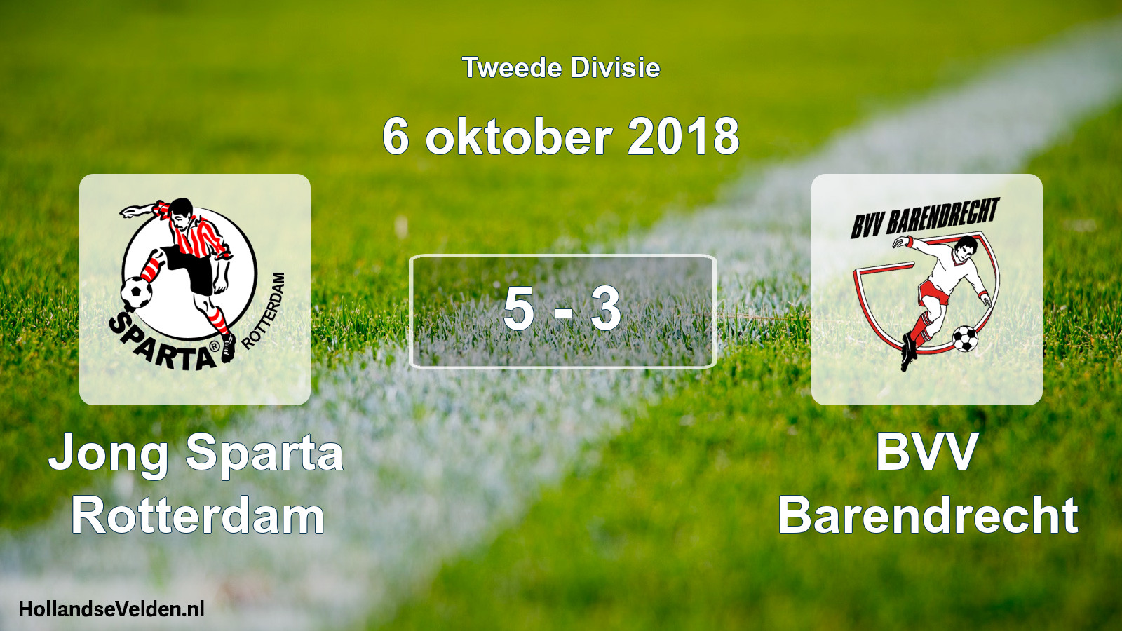 Gespeelde wedstrijd: Jong Sparta Rotterdam - BVV Barendrecht 5 - 3 (6 oktober 2018)