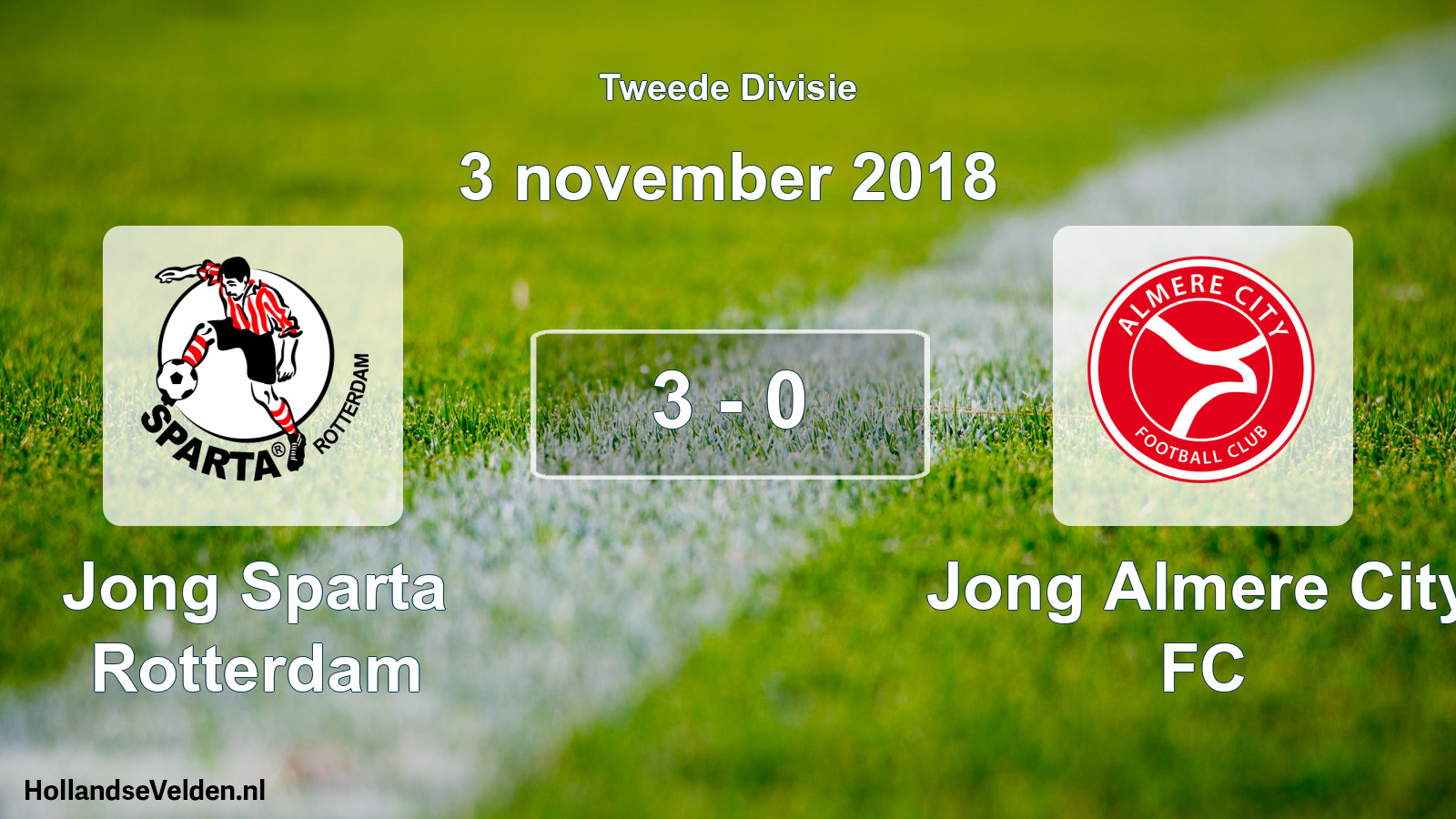 Gespeelde wedstrijd: Jong Sparta Rotterdam - Jong Almere City FC 3 - 0 (3 november 2018)