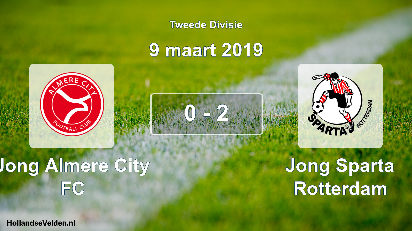 Gespeelde wedstrijd: Jong Almere City FC - Jong Sparta Rotterdam 0 - 2 (9 maart 2019)