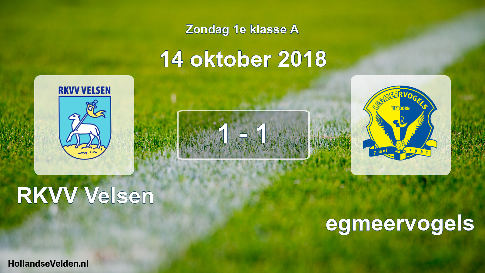 Gespeelde wedstrijd: RKVV Velsen - Legmeervogels 1 - 1 (14 oktober 2018)