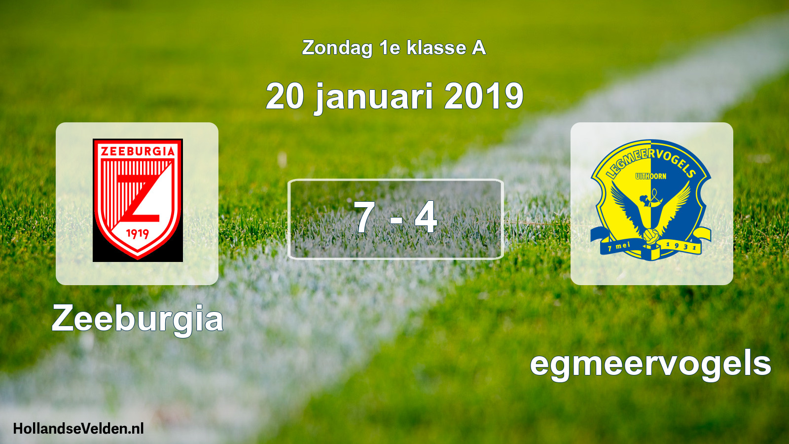 Gespeelde wedstrijd: Zeeburgia - Legmeervogels 7 - 4 (20 januari 2019)