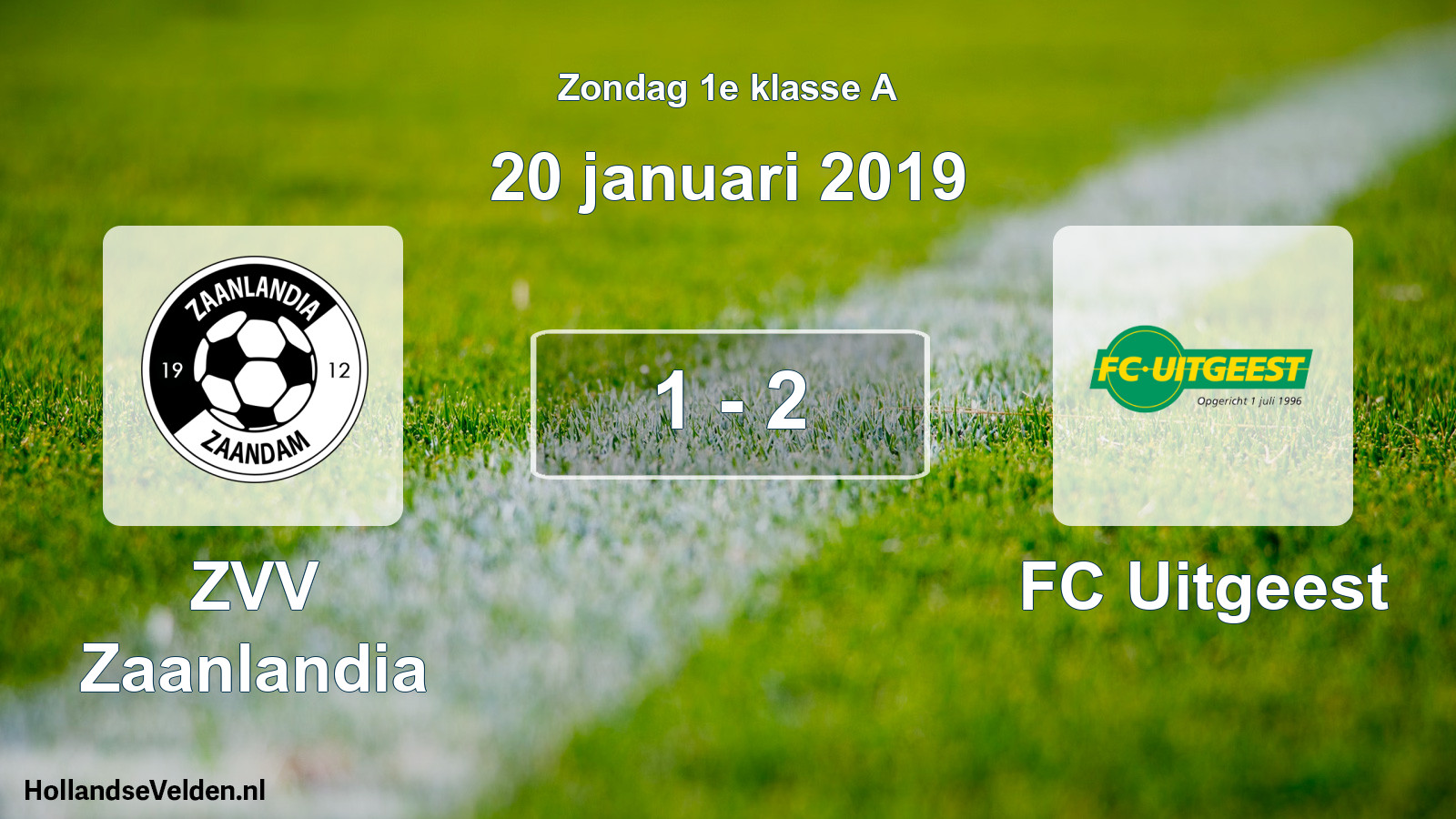 Gespeelde wedstrijd: ZVV Zaanlandia - FC Uitgeest 1 - 2 (20 januari 2019)