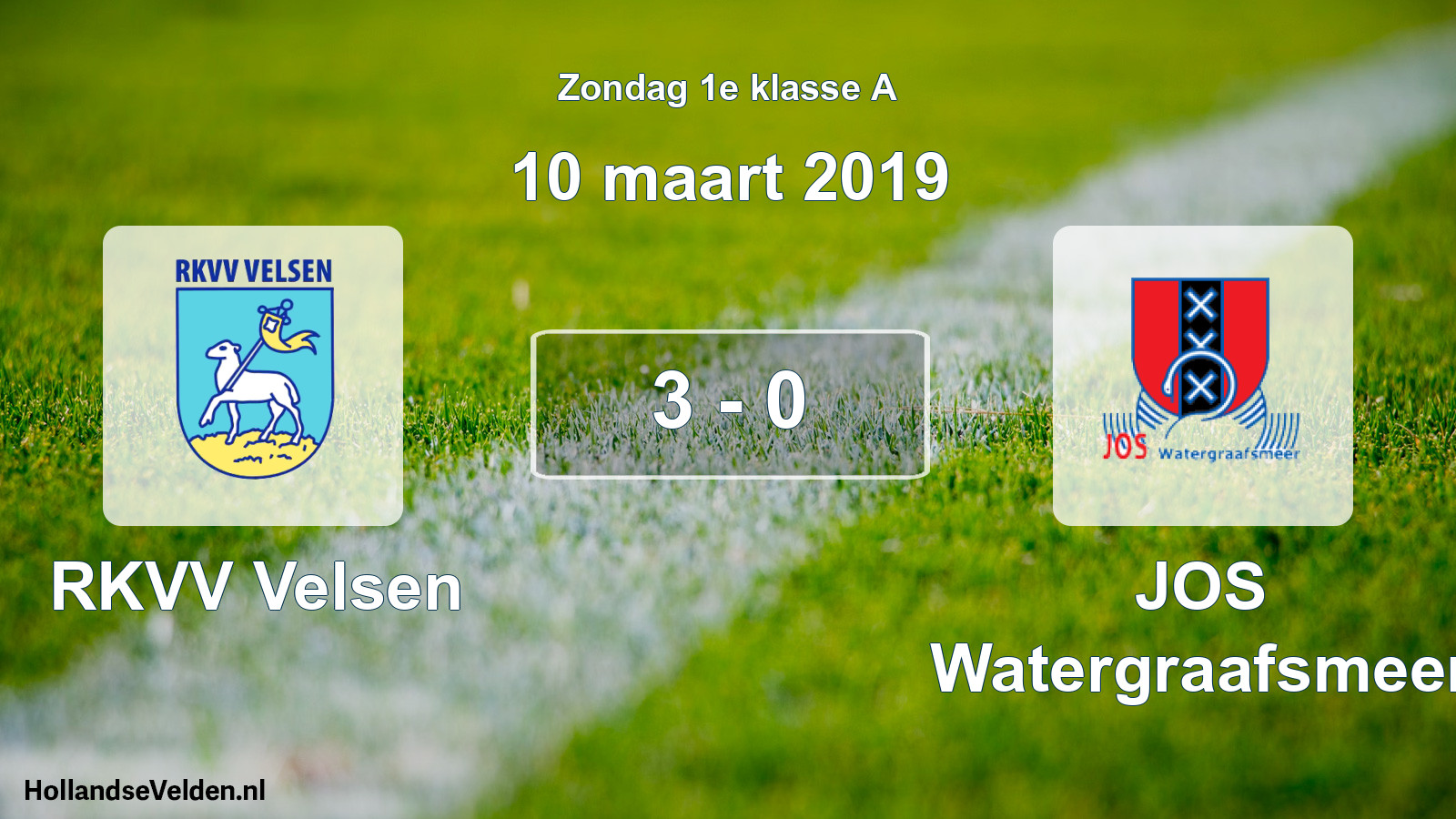 Gespeelde wedstrijd: RKVV Velsen - JOS Watergraafsmeer 3 - 0 (10 maart 2019)