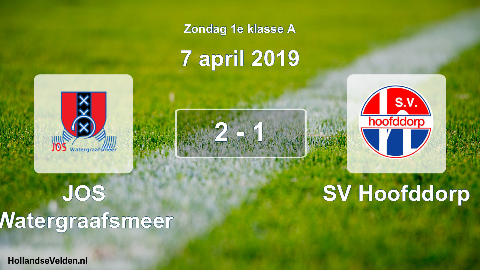 Gespeelde wedstrijd: JOS Watergraafsmeer - SV Hoofddorp 2 - 1 (7 april 2019)