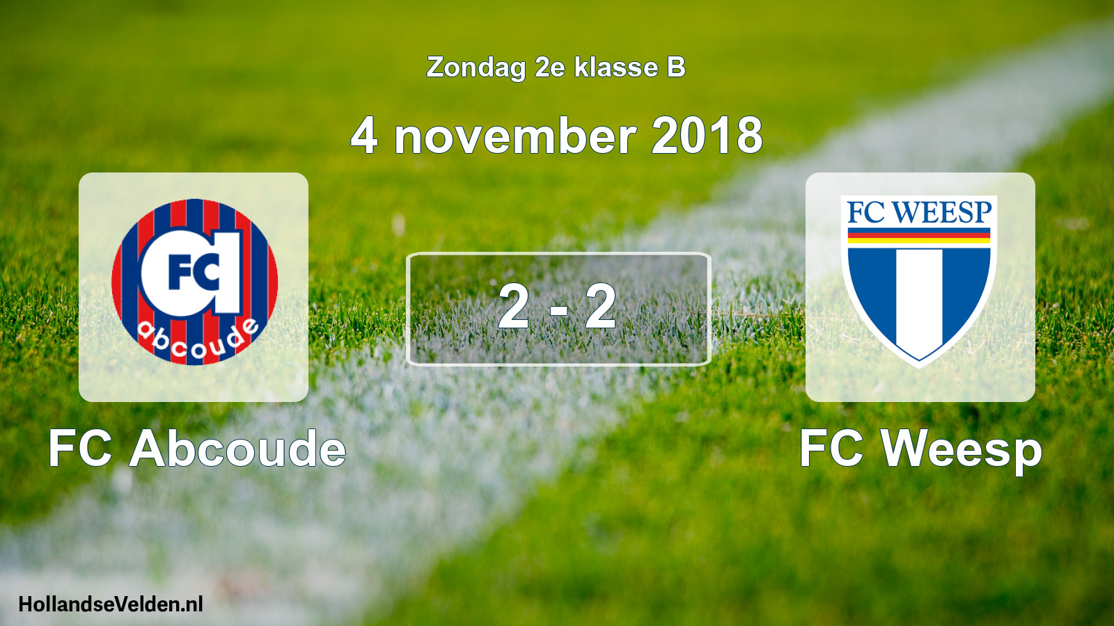 Gespeelde wedstrijd: FC Abcoude - FC Weesp 2 - 2 (4 november 2018)