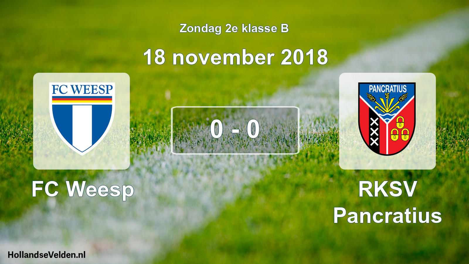 Gespeelde wedstrijd: FC Weesp - RKSV Pancratius 0 - 0 (18 november 2018)