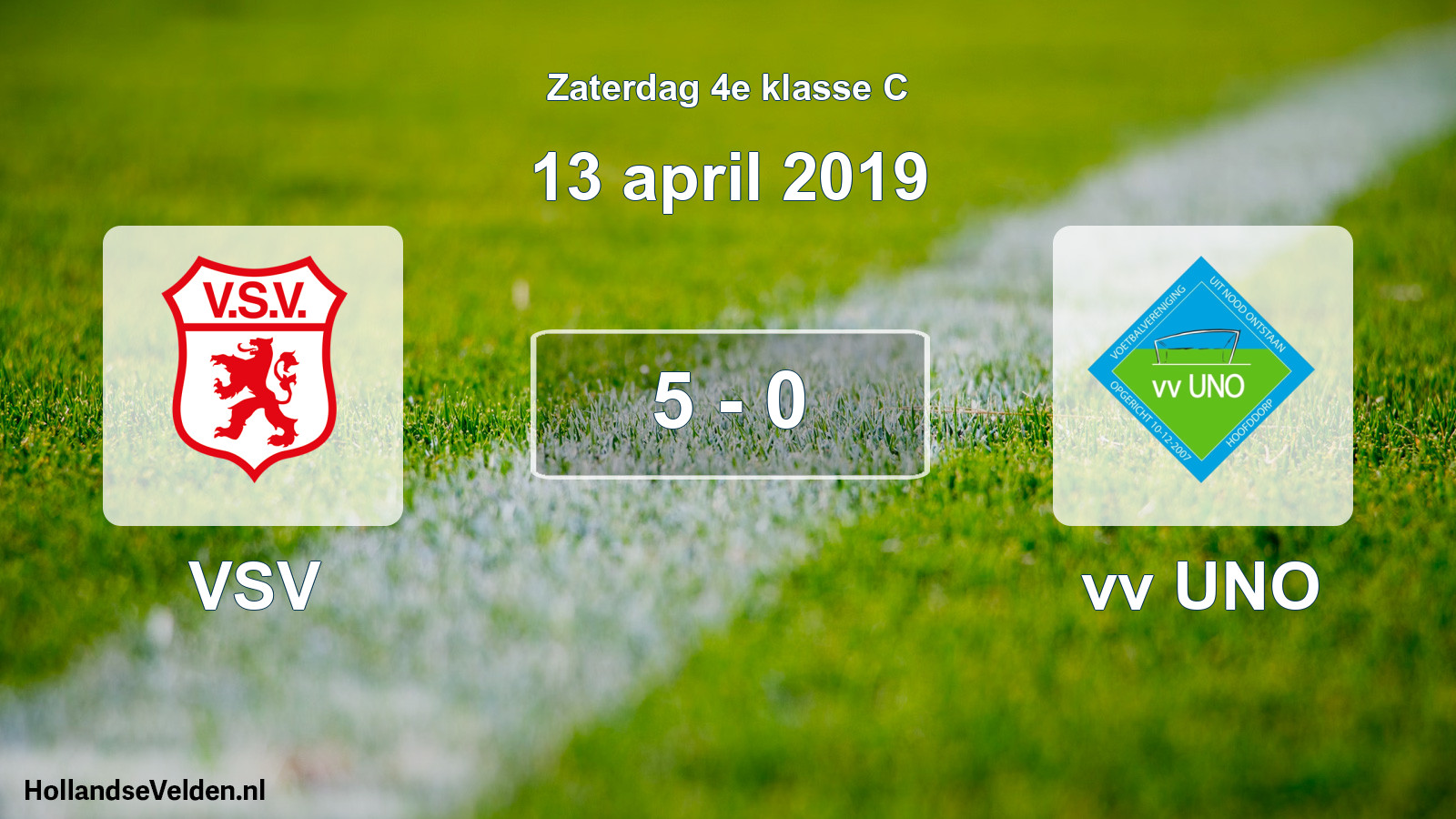 Gespeelde wedstrijd: VSV - vv UNO 5 - 0 (13 april 2019)