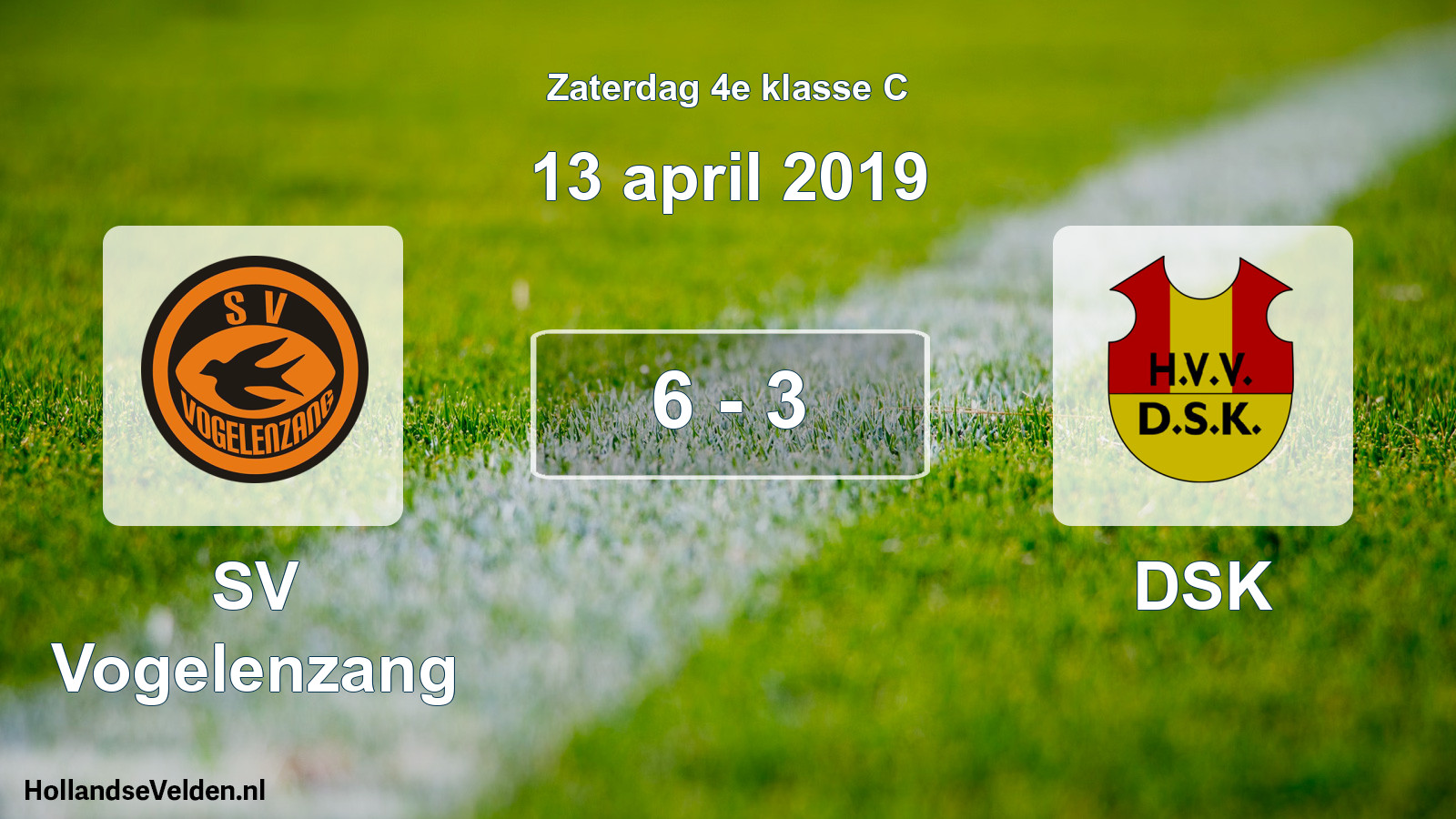 Gespeelde wedstrijd: SV Vogelenzang - DSK 6 - 3 (13 april 2019)