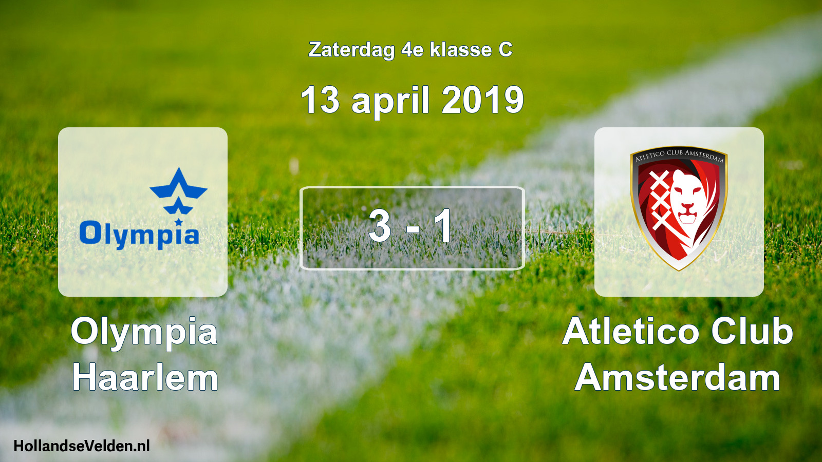 Gespeelde wedstrijd: Olympia Haarlem - Atletico Club Amsterdam 3 - 1 (13 april 2019)
