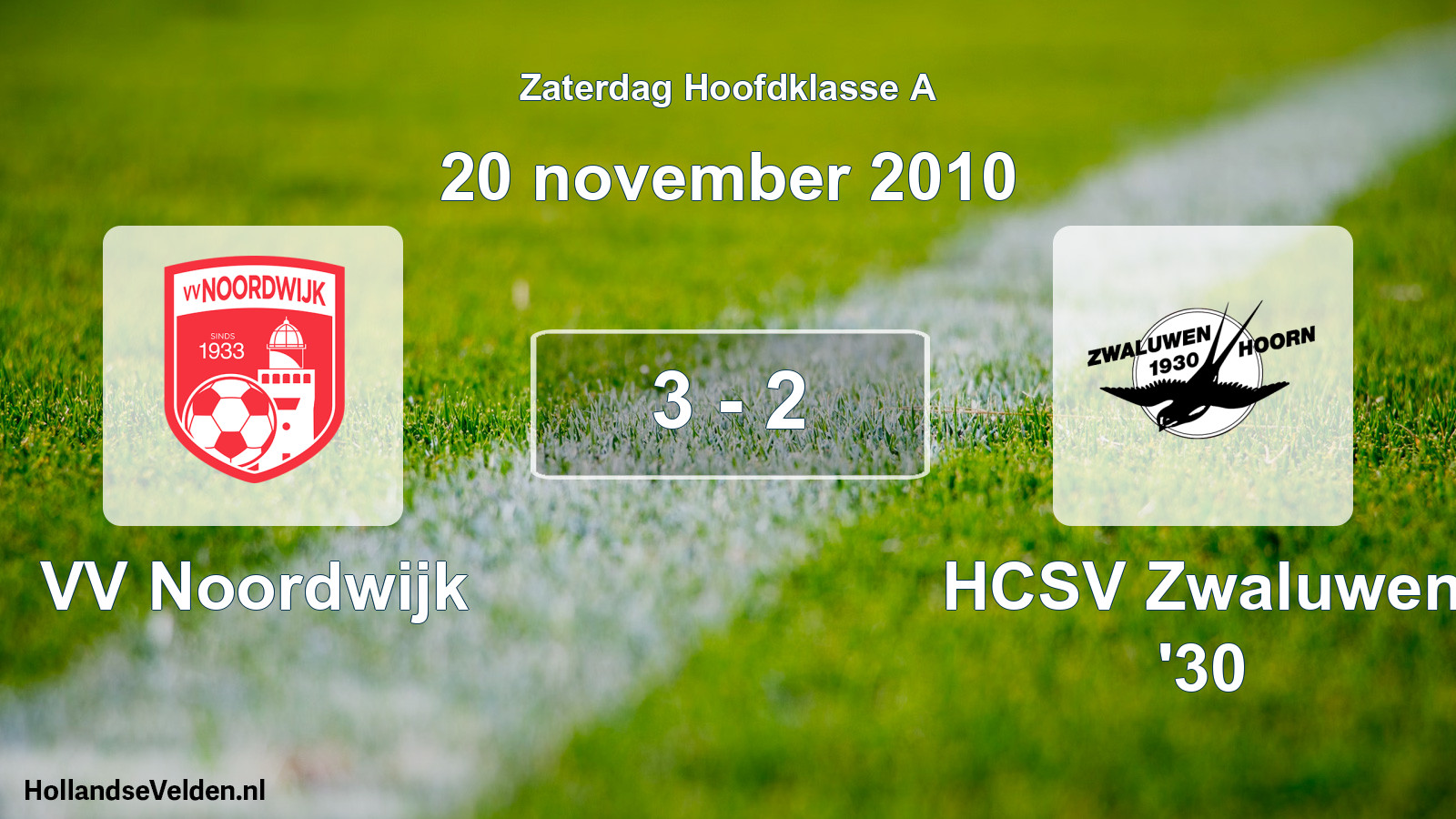 Gespeelde wedstrijd: VV Noordwijk - HCSV Zwaluwen '30 3 - 2 (20 november 2010)