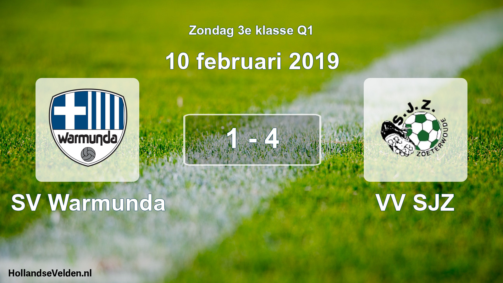 Gespeelde wedstrijd: SV Warmunda - VV SJZ 1 - 4 (10 februari 2019)