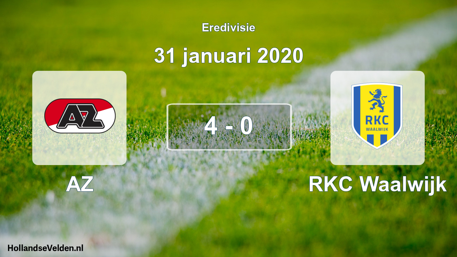 Gespeelde wedstrijd: AZ - RKC Waalwijk 4 - 0 (31 januari 2020)