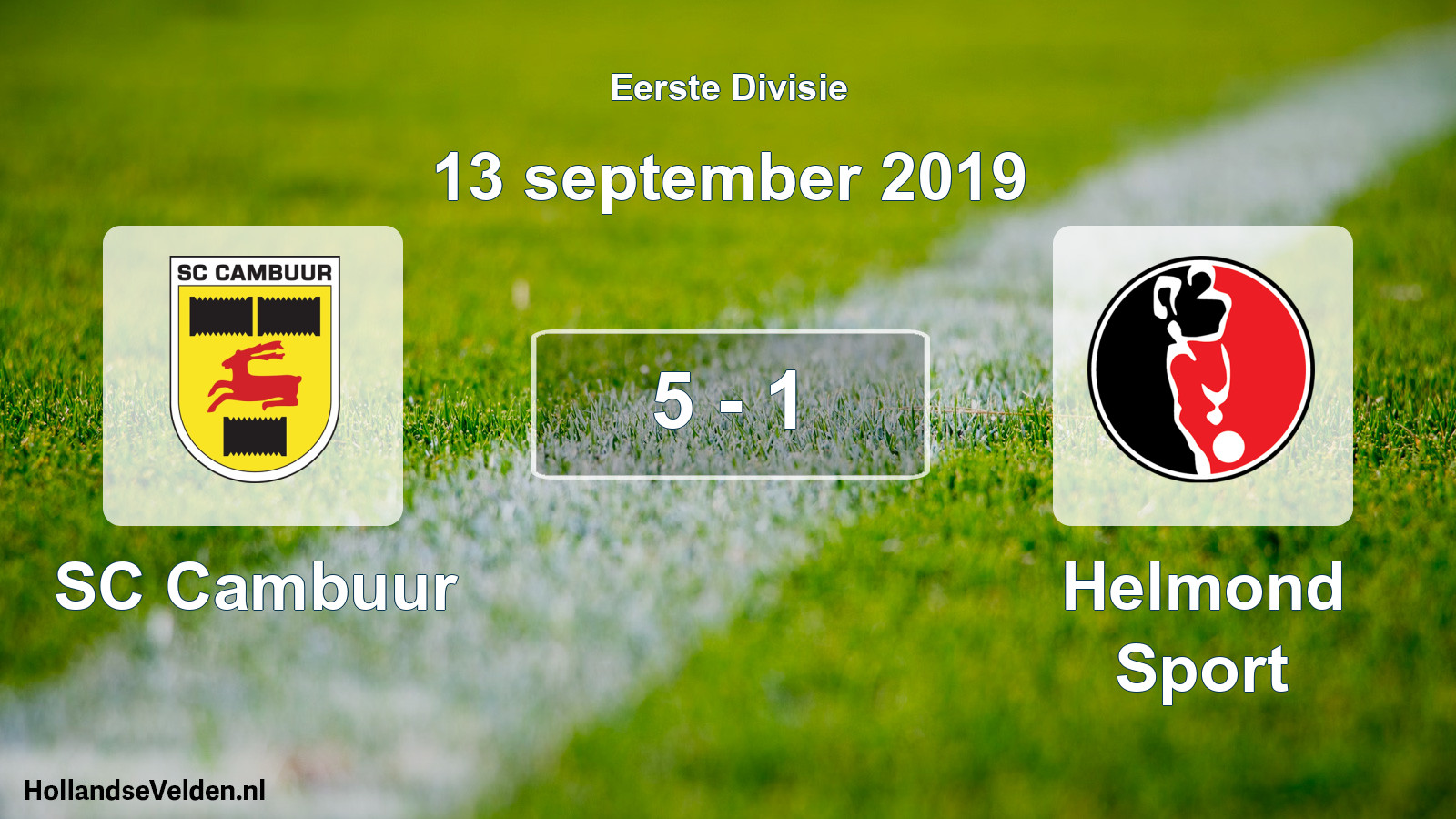 Gespeelde wedstrijd: Cambuur Leeuwarden - Helmond Sport 5 - 1 (13 september 2019)