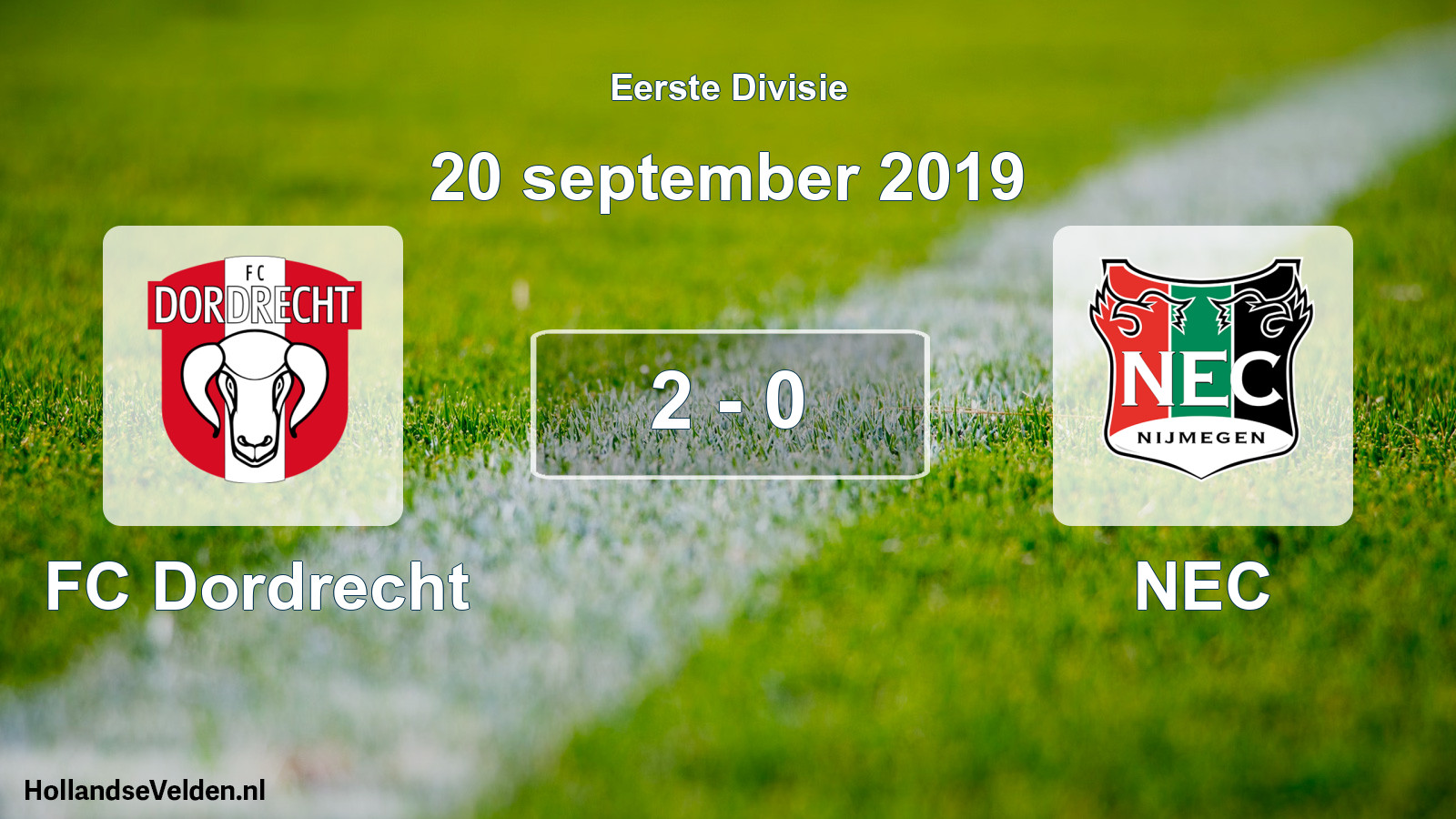 Total number of matches played: FC Dordrecht - NEC 2 - 0 (20 September 2019)