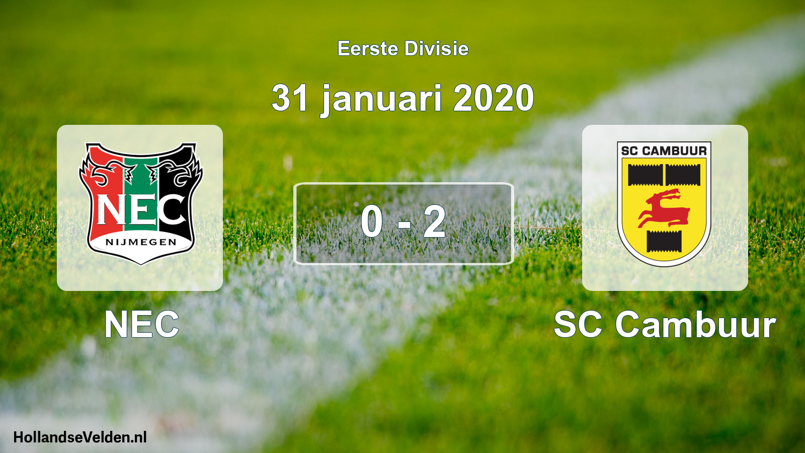 Gespeelde wedstrijd: NEC - Cambuur Leeuwarden 0 - 2 (31 januari 2020)