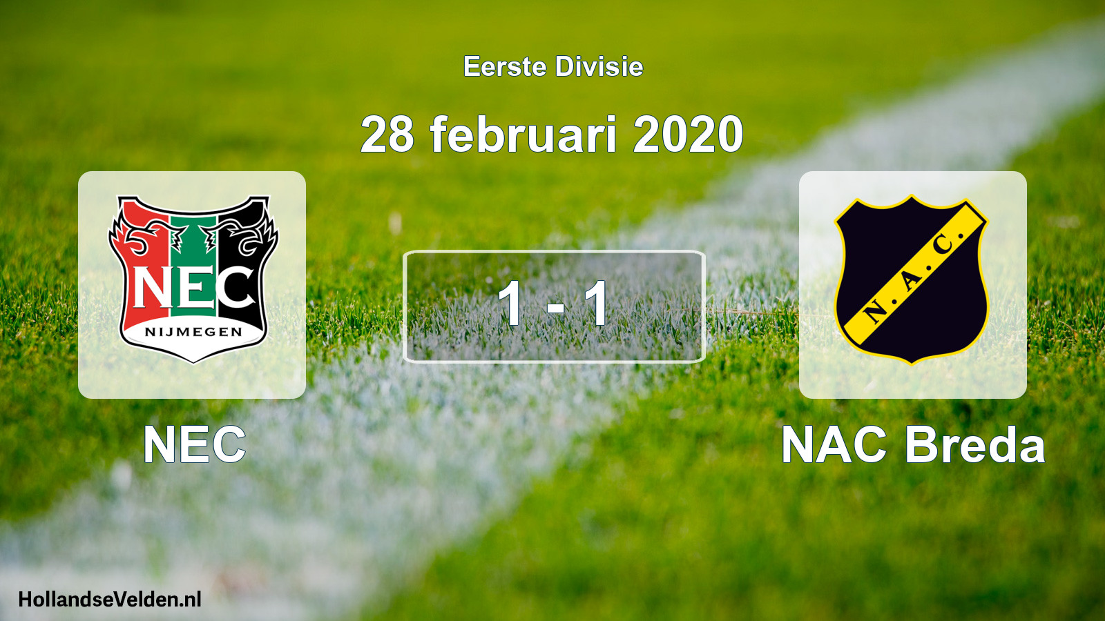 Gespeelde wedstrijd: NEC - NAC Breda 1 - 1 (28 februari 2020)