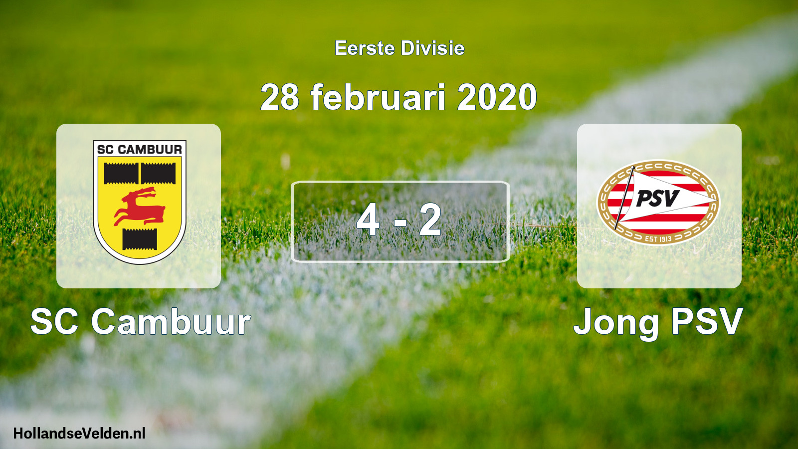 Gespeelde wedstrijd: Cambuur Leeuwarden - Jong PSV 4 - 2 (28 februari 2020)