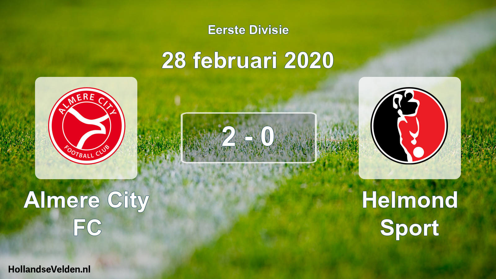Gespeelde wedstrijd: Almere City FC - Helmond Sport 2 - 0 (28 februari 2020)