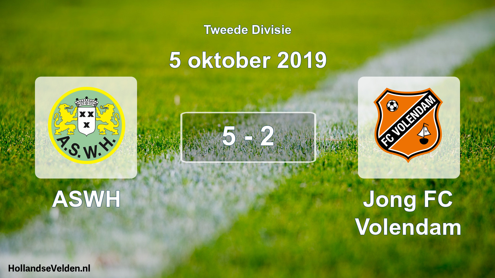 Gespeelde wedstrijd: ASWH - Jong FC Volendam 5 - 2 (5 oktober 2019)