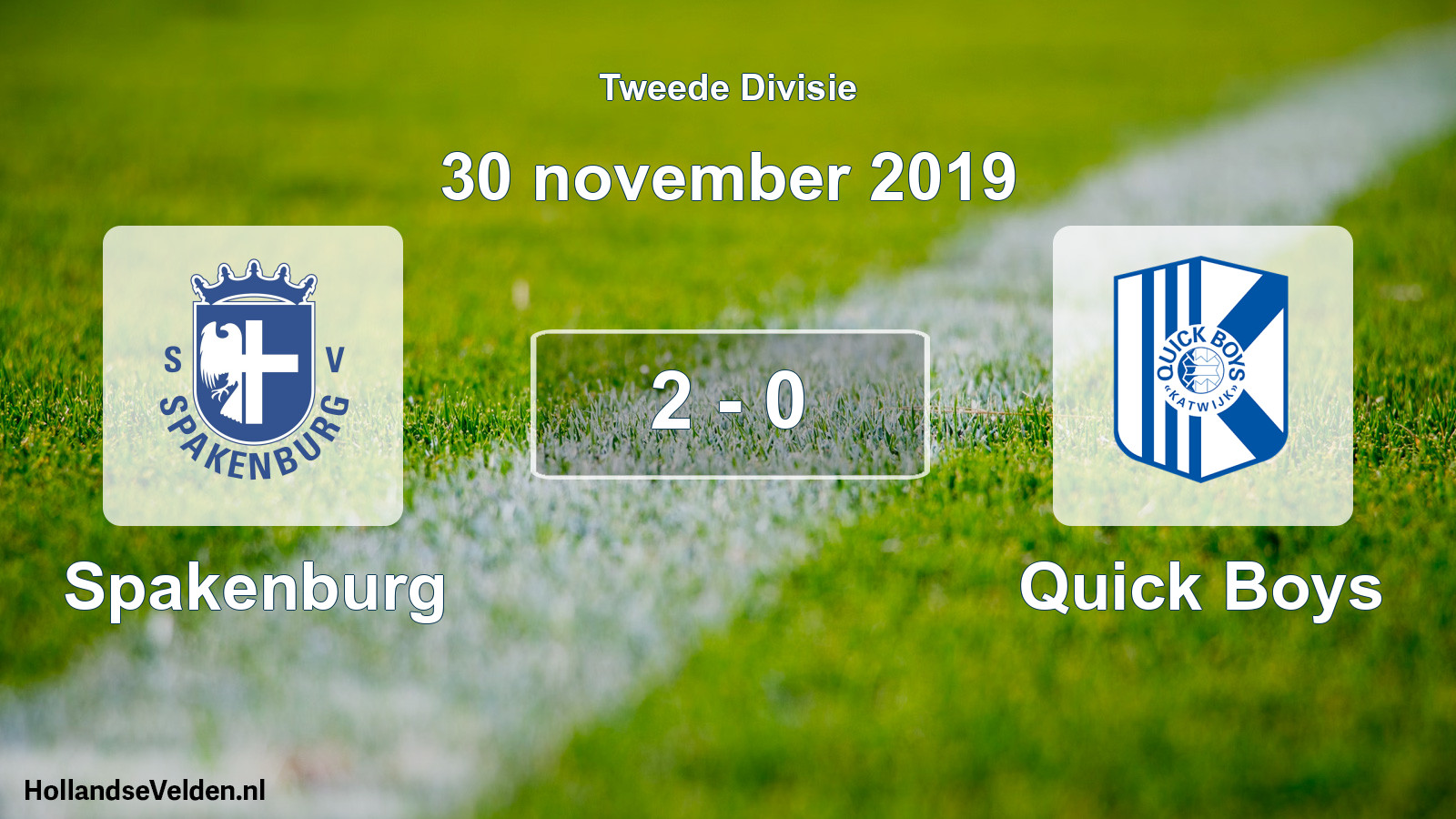 Gespeelde wedstrijd: Spakenburg - Quick Boys 2 - 0 (30 november 2019)