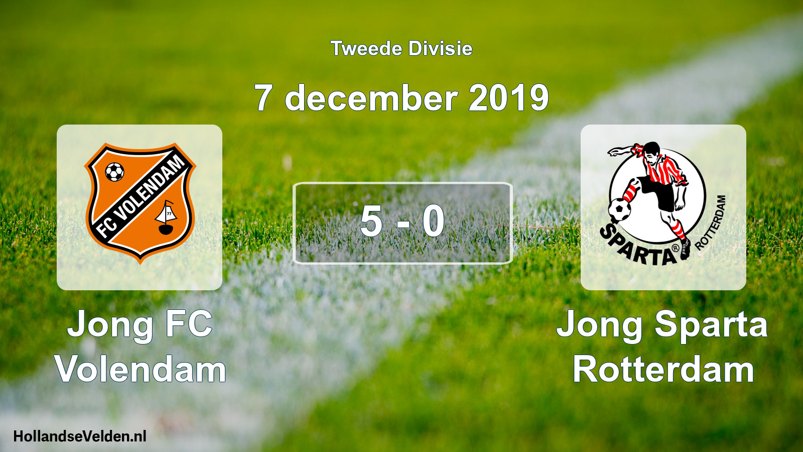 Gespeelde wedstrijd: Jong FC Volendam - Jong Sparta Rotterdam 5 - 0 (7 december 2019)