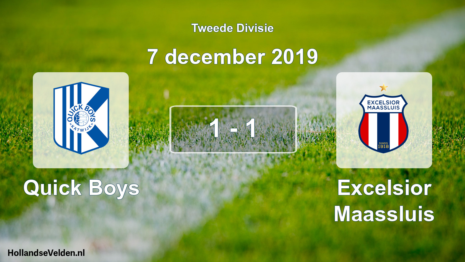 Gespeelde wedstrijd: Quick Boys - Excelsior Maassluis 1 - 1 (7 december 2019)