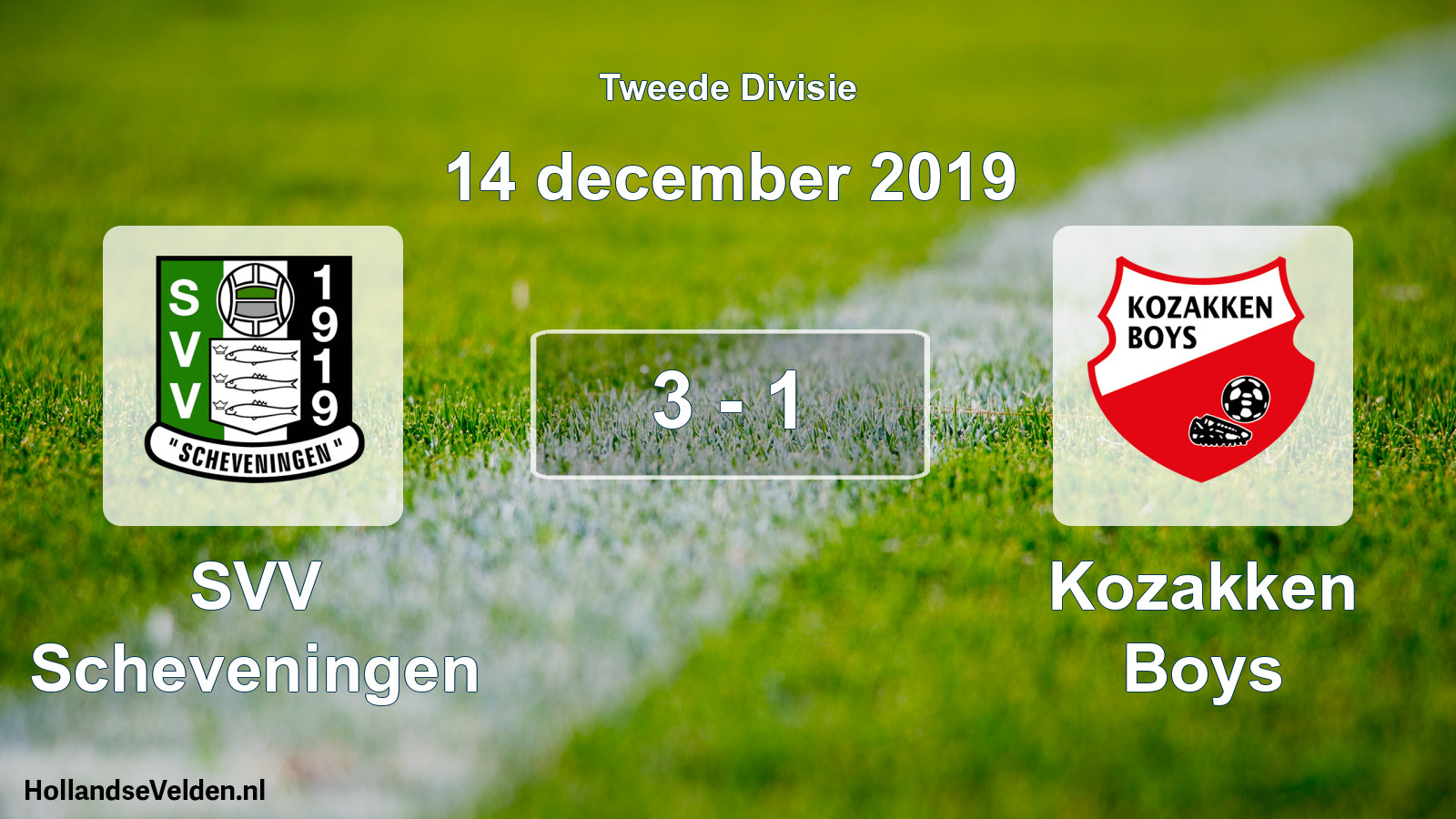 Gespeelde wedstrijd: SVV Scheveningen - Kozakken Boys 3 - 1 (14 december 2019)