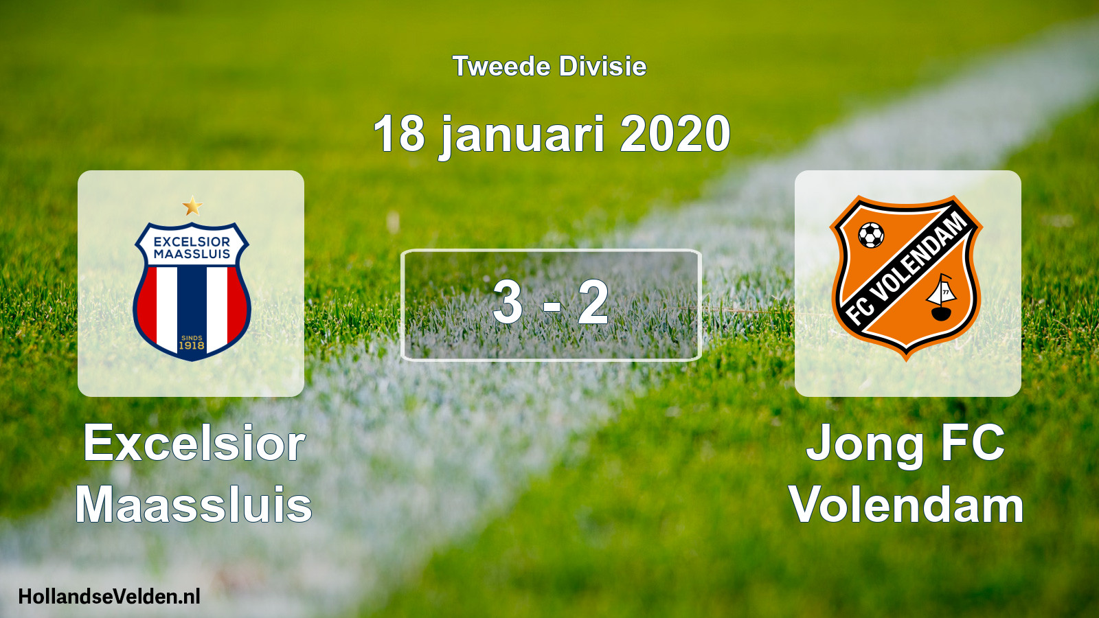 Gespeelde wedstrijd: Excelsior Maassluis - Jong FC Volendam 3 - 2 (18 januari 2020)