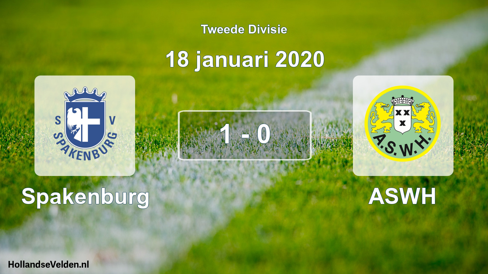 Gespeelde wedstrijd: Spakenburg - ASWH 1 - 0 (18 januari 2020)
