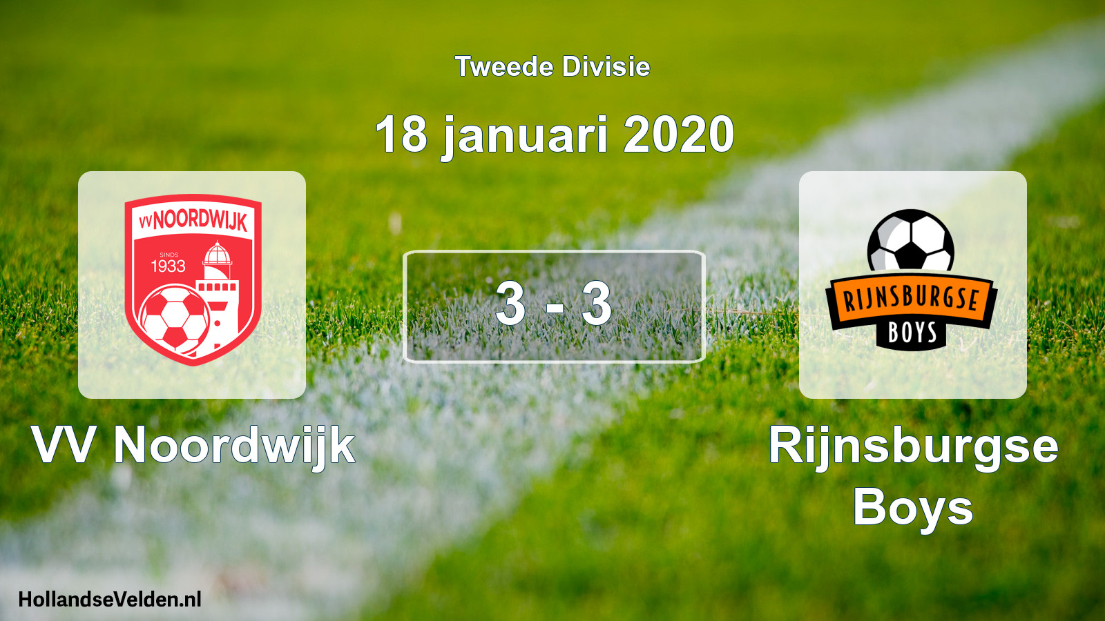 Gespeelde wedstrijd: VV Noordwijk - Rijnsburgse Boys 3 - 3 (18 januari 2020)