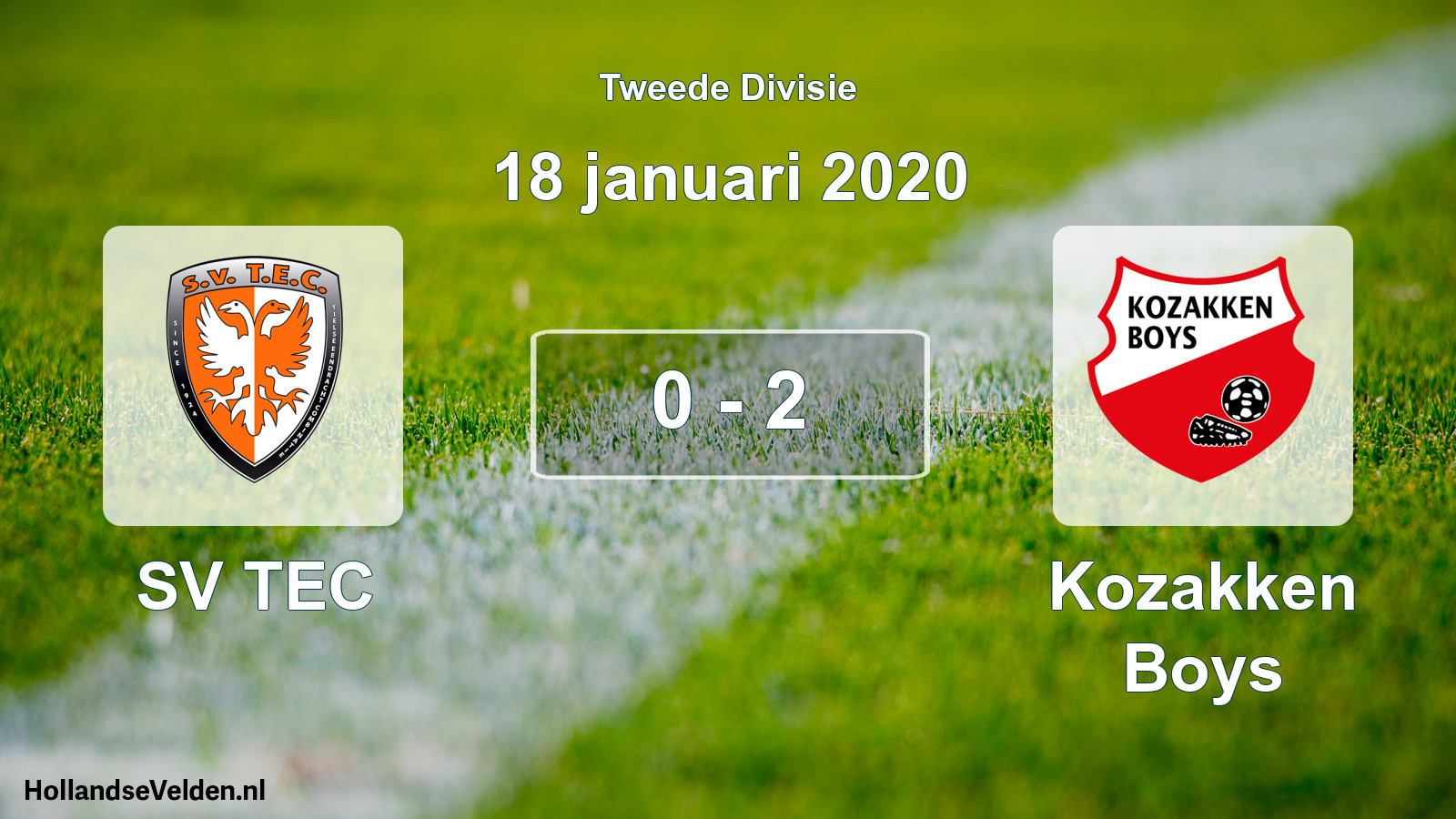 Gespeelde wedstrijd: SV TEC - Kozakken Boys 0 - 2 (18 januari 2020)