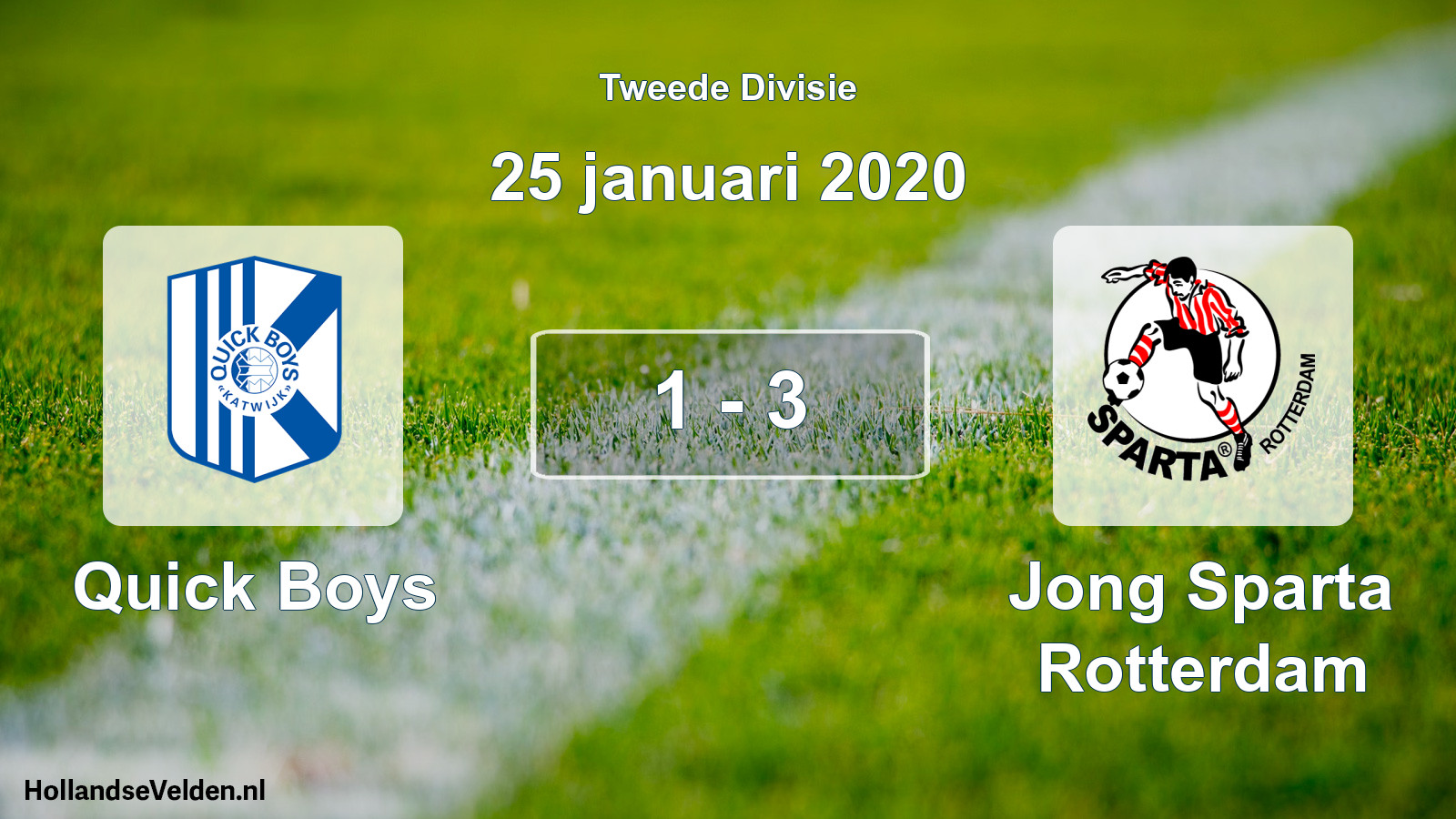 Gespeelde wedstrijd: Quick Boys - Jong Sparta Rotterdam 1 - 3 (25 januari 2020)