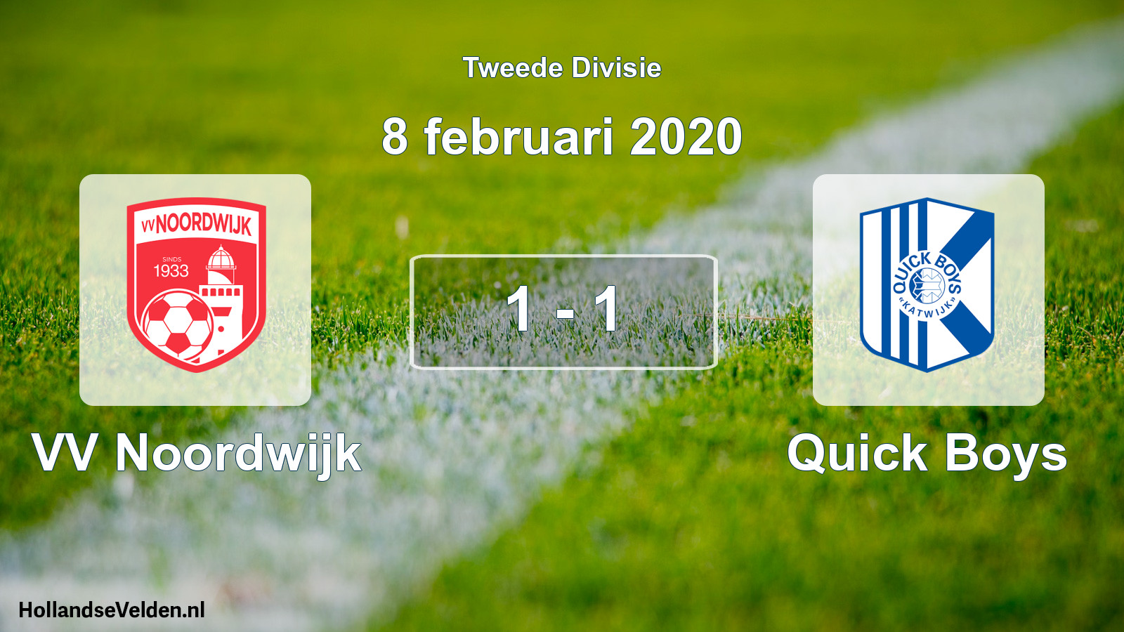 Gespeelde wedstrijd: VV Noordwijk - Quick Boys 1 - 1 (8 februari 2020)