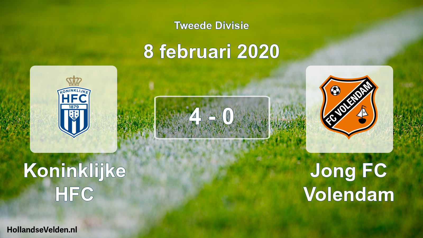 Gespeelde wedstrijd: Koninklijke HFC - Jong FC Volendam 4 - 0 (8 februari 2020)