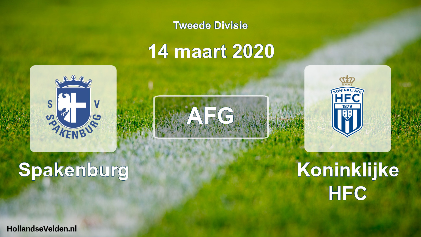 Geplande wedstrijd: Spakenburg - Koninklijke HFC (14 maart 2020)