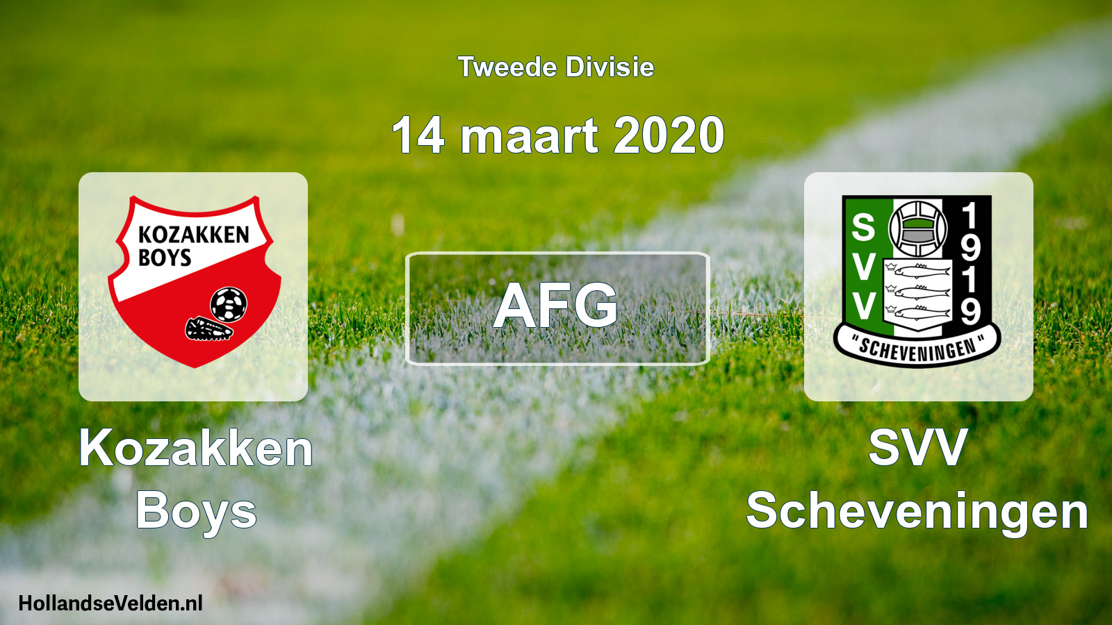 Geplande wedstrijd: Kozakken Boys - SVV Scheveningen (14 maart 2020)