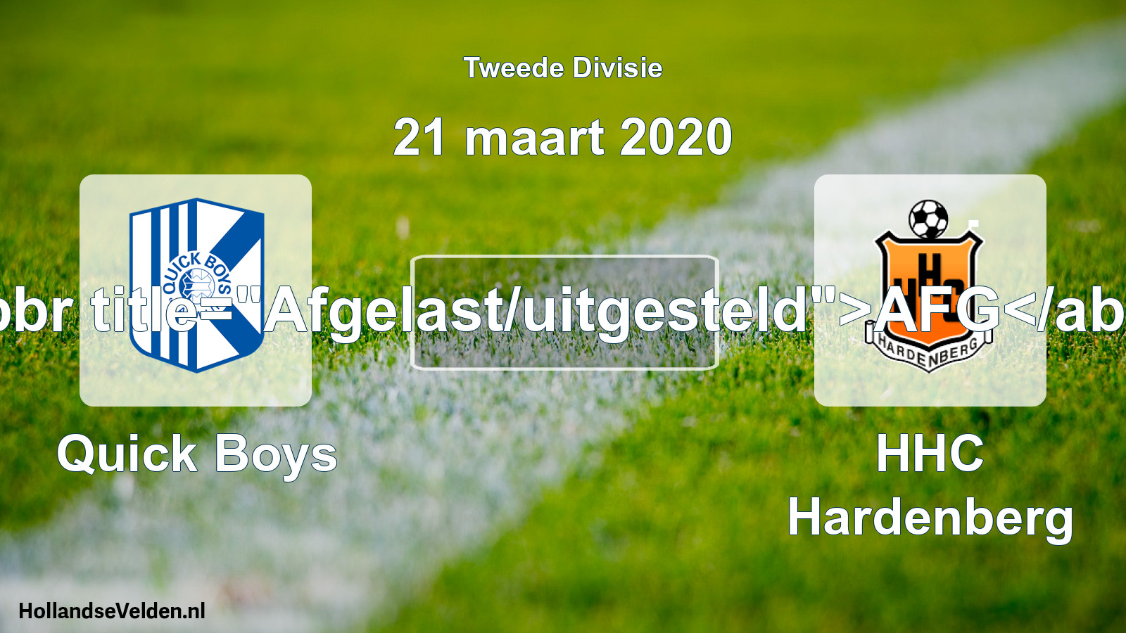 Geplande wedstrijd: Quick Boys - HHC Hardenberg (21 maart 2020)