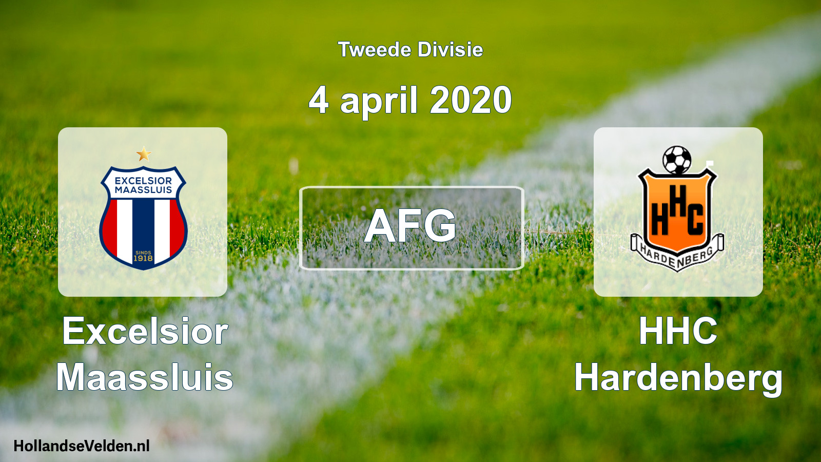 Geplande wedstrijd: Excelsior Maassluis - HHC Hardenberg (4 april 2020)