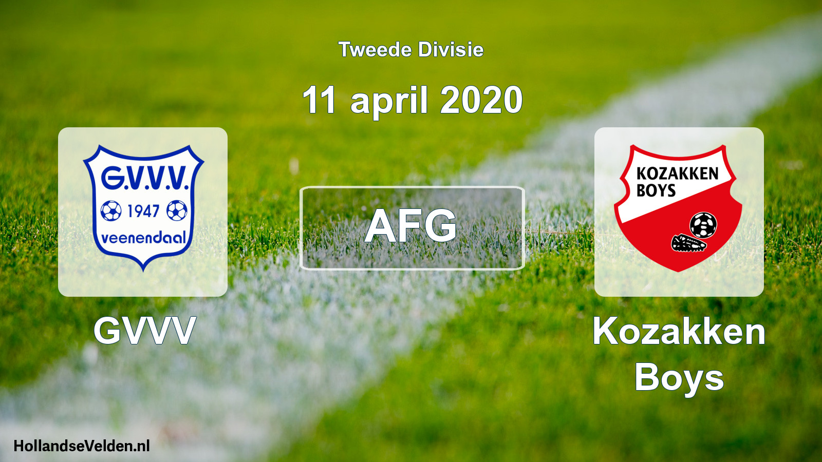 Geplande wedstrijd: GVVV - Kozakken Boys (11 april 2020)