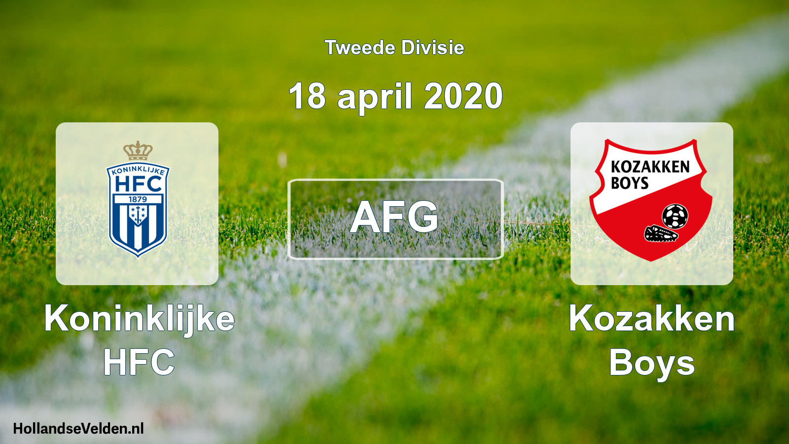 Geplande wedstrijd: Koninklijke HFC - Kozakken Boys (18 april 2020)