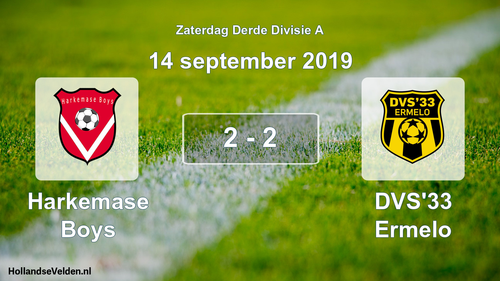 Gespeelde wedstrijd: Harkemase Boys - DVS'33 Ermelo 2 - 2 (14 september 2019)