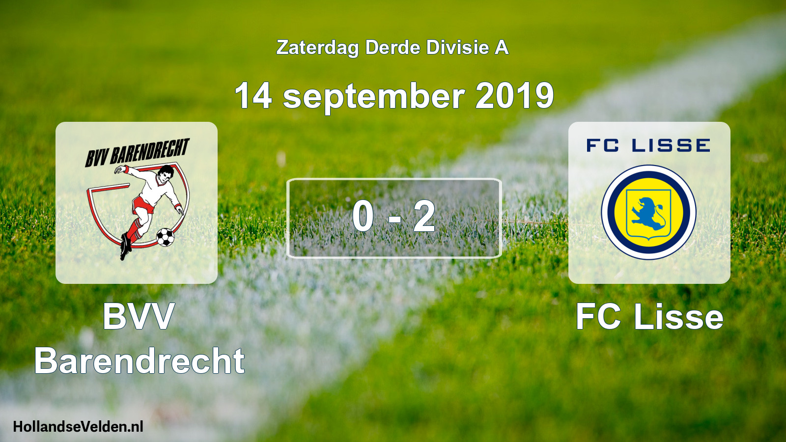 Gespeelde wedstrijd: BVV Barendrecht - FC Lisse 0 - 2 (14 september 2019)