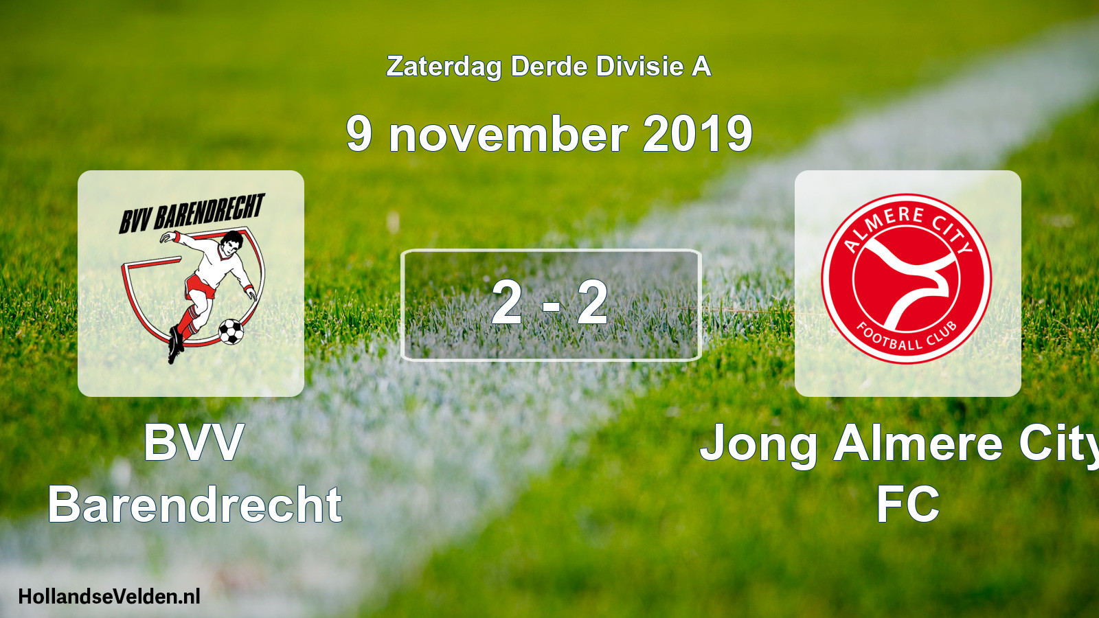 Gespeelde wedstrijd: BVV Barendrecht - Jong Almere City FC 2 - 2 (9 november 2019)
