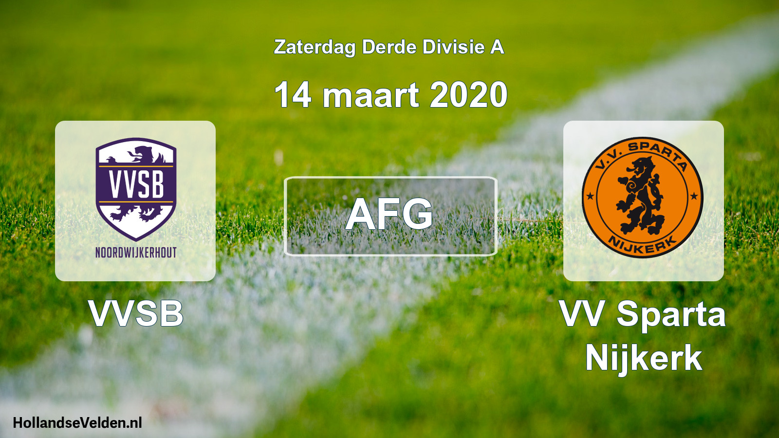 Geplande wedstrijd: VVSB - VV Sparta Nijkerk (14 maart 2020)