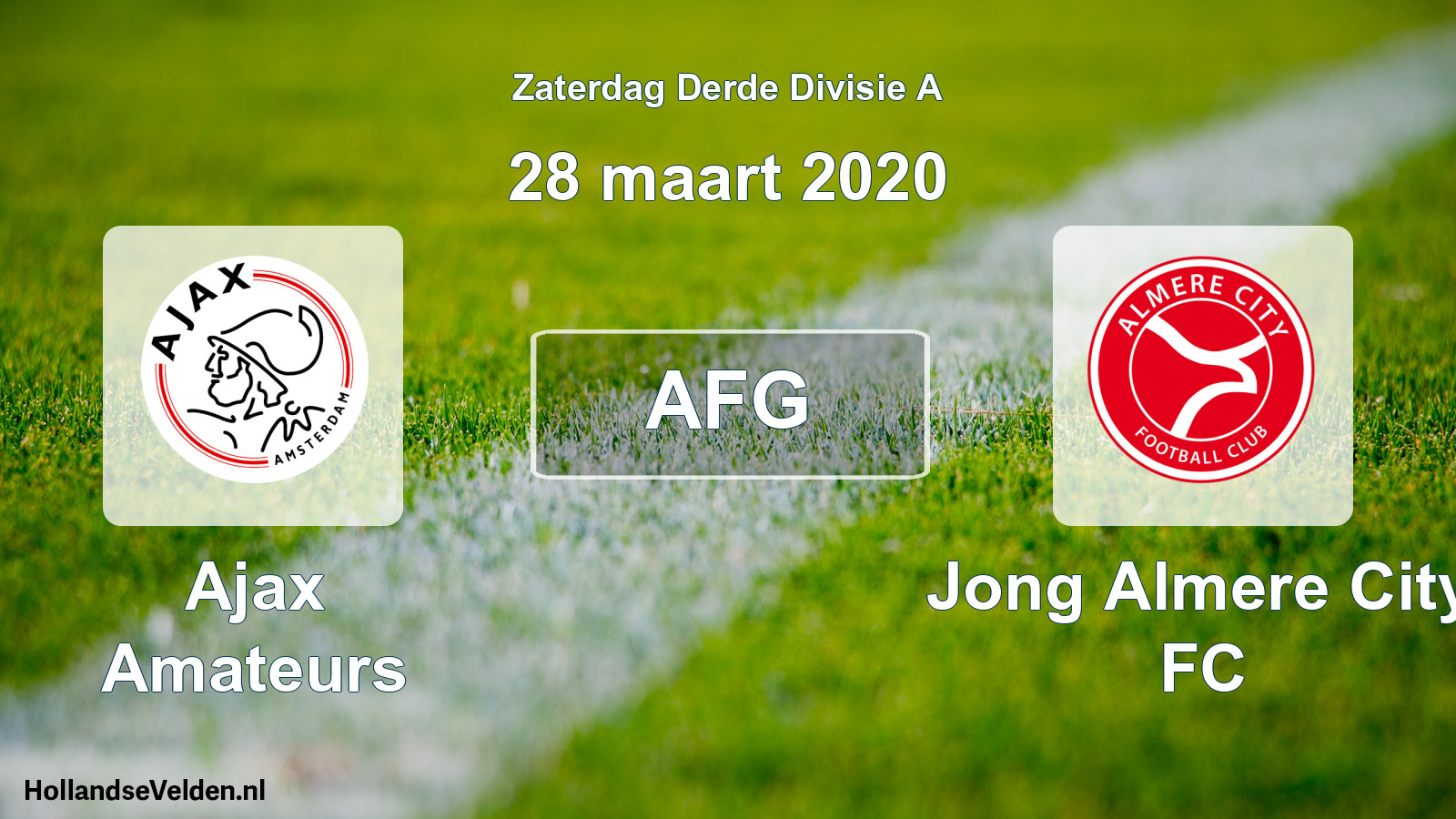 Geplande wedstrijd: Ajax Amateurs - Jong Almere City FC (28 maart 2020)
