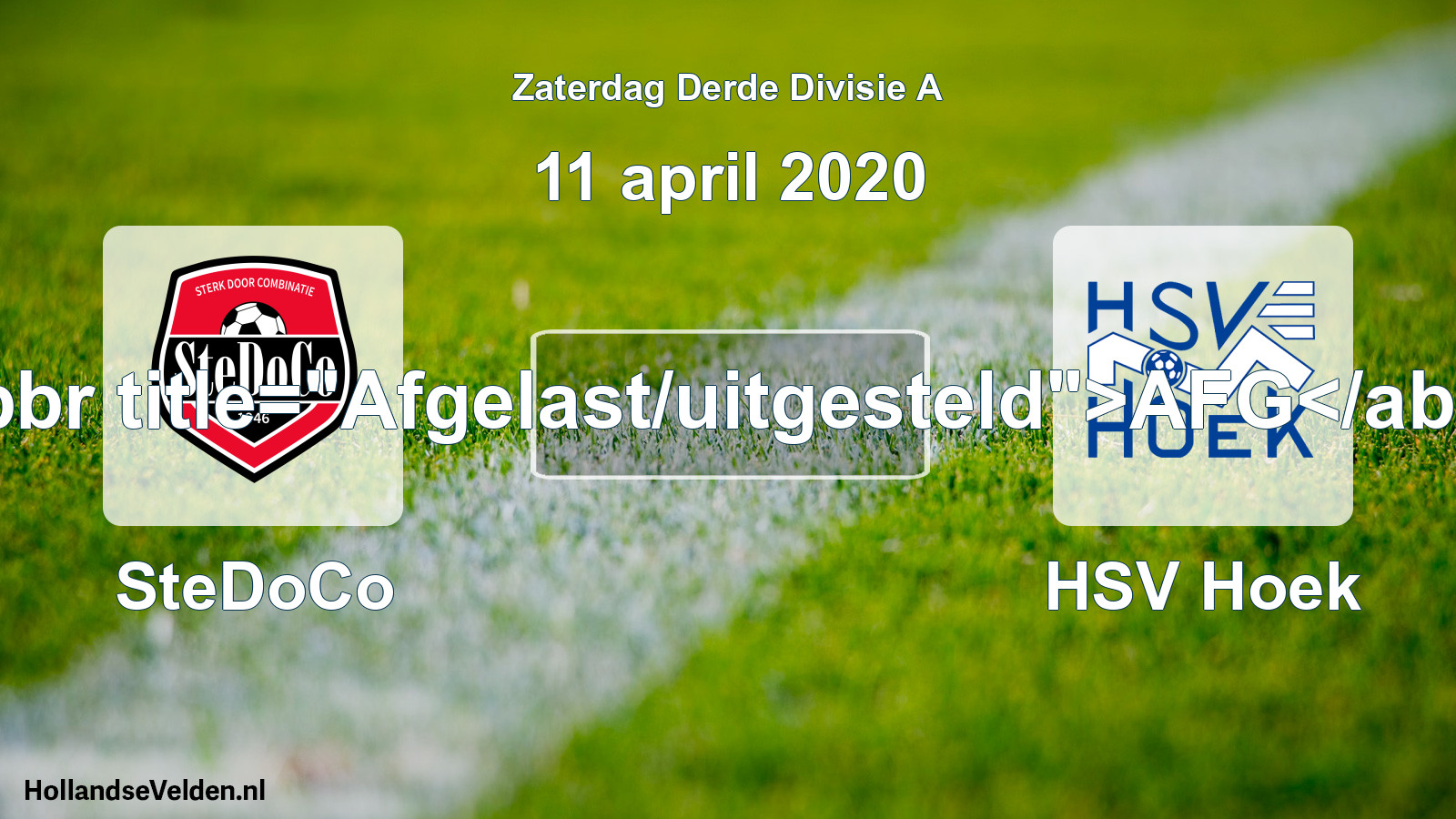 Geplande wedstrijd: SteDoCo - HSV Hoek (11 april 2020)