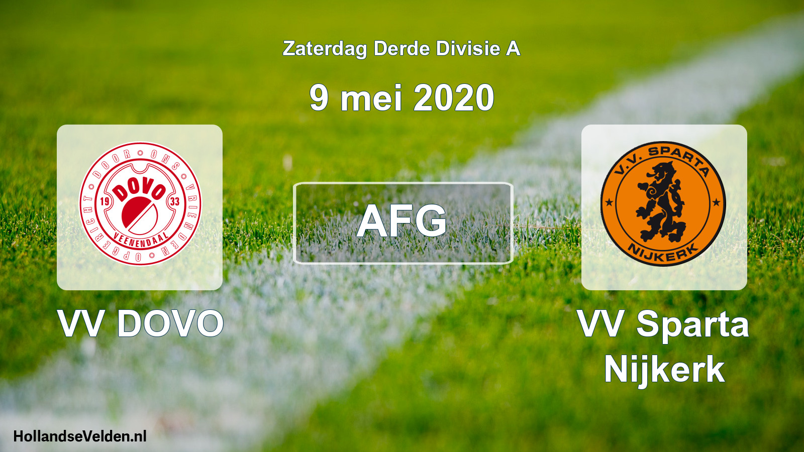 Geplande wedstrijd: VV DOVO - VV Sparta Nijkerk (9 mei 2020)