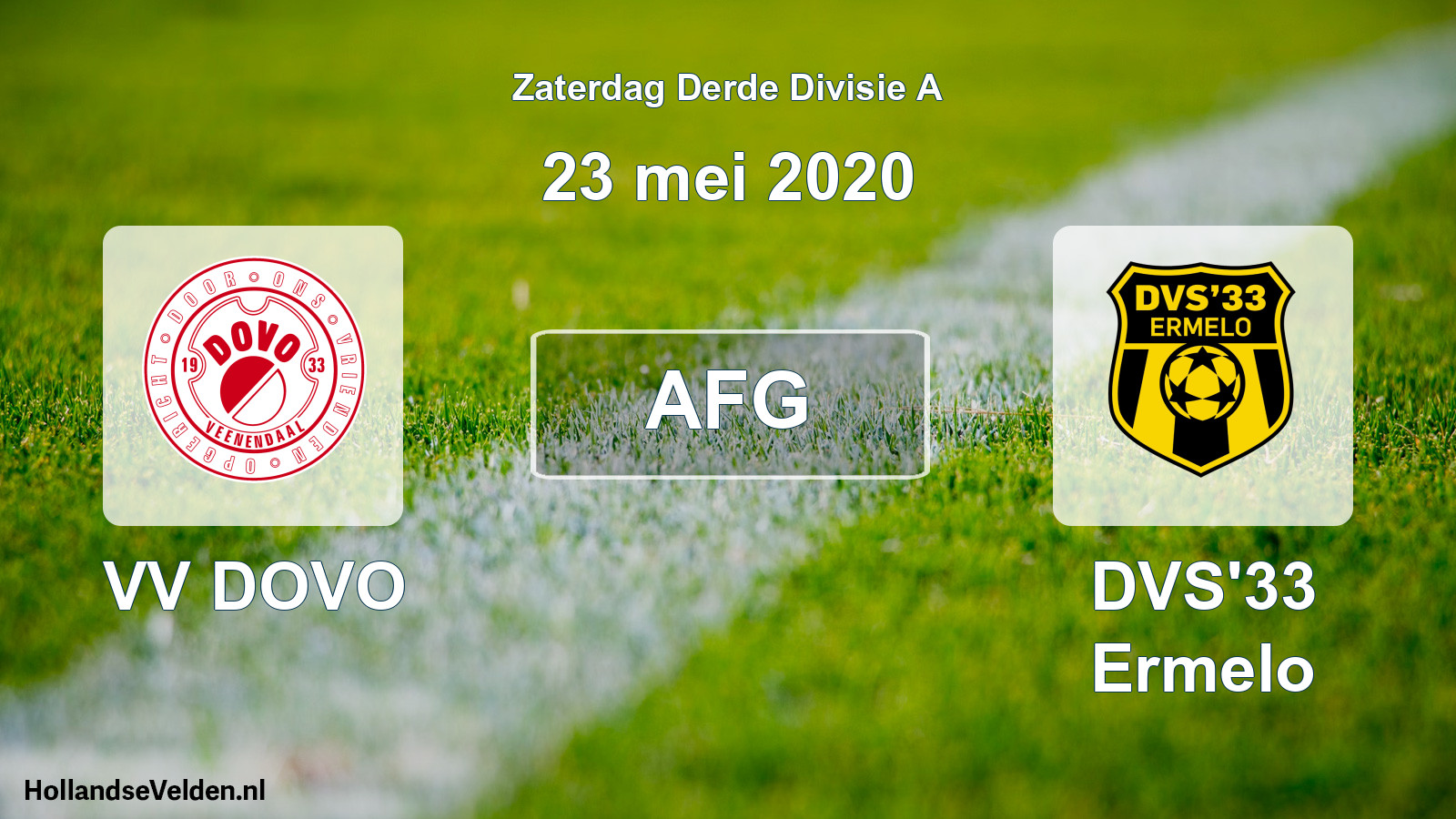 Geplande wedstrijd: VV DOVO - DVS'33 Ermelo (23 mei 2020)