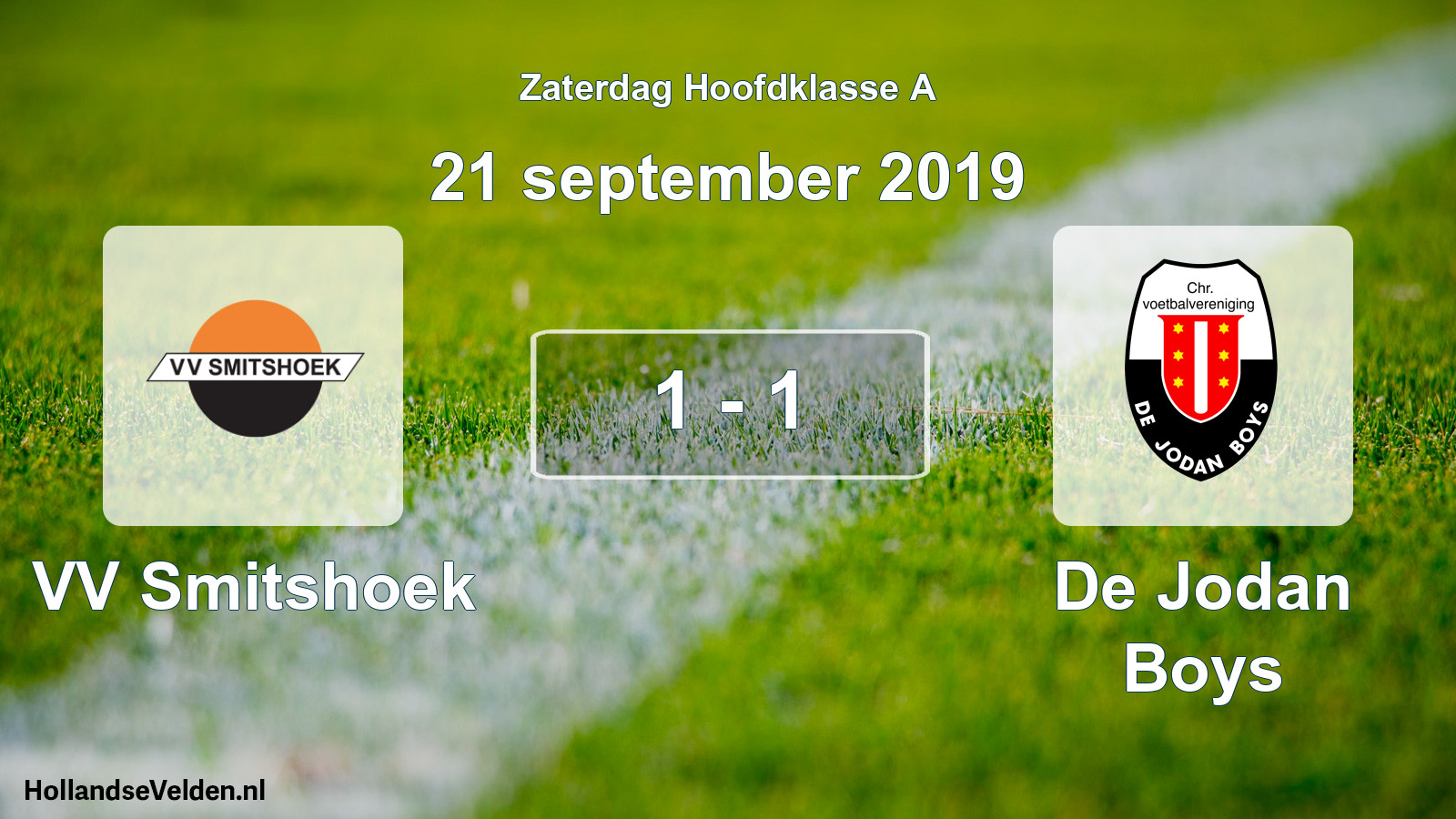 Gespeelde wedstrijd: VV Smitshoek - De Jodan Boys 1 - 1 (21 september 2019)