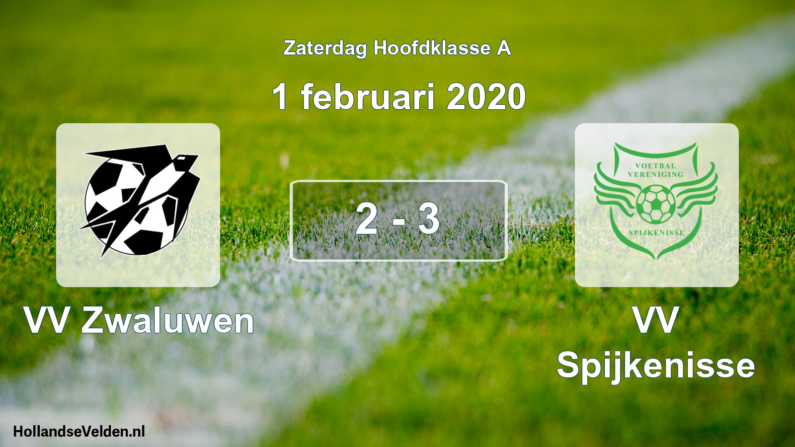 Gespeelde wedstrijd: VV Zwaluwen - VV Spijkenisse 2 - 3 (1 februari 2020)